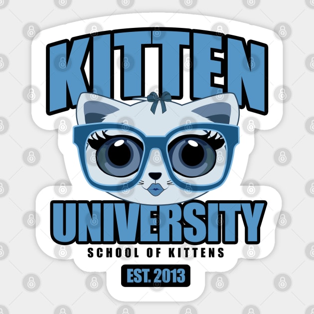 Kitten University - Blue Sticker by adamzworld